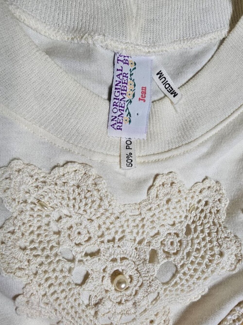 Vintage 80s An Original to Remember by Jean Vance Lace Top Medium - Picture 2 of 5